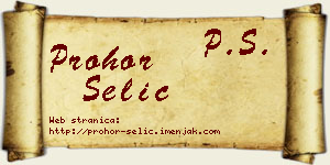 Prohor Selić vizit kartica